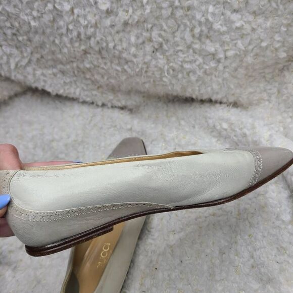 Gucci Vintage Two Tone Square Cap Toe Leather Flats Size 36.5 - Picture 10 of 11
